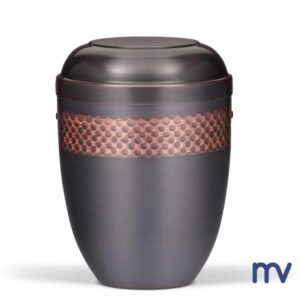 Morivita - Copper urn - Dark coloured with decorative band