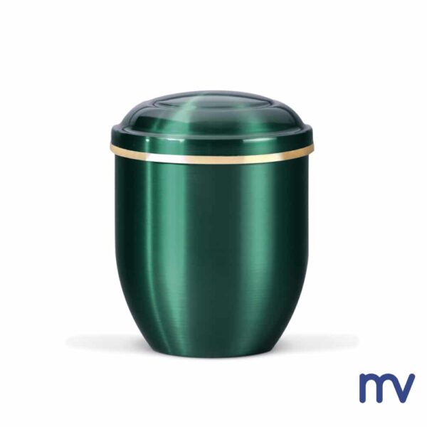 Morivita - Mini urne en cuivre (0,25 l.) | Vert mousse, urne commémorative ruban d'or