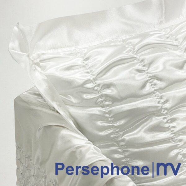 Morivita - Persephone luxe elastische kistbekleding in satijnstof-Capitonnage Persephone | Capiton funéraire luxueux en satin brillant | BLANC