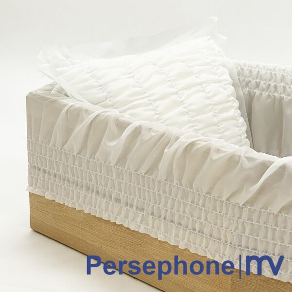 Persephone Luxe elastische kistbekleding Capitonnage Persephone | Capiton funéraire luxueux en taffetas mat | BLANC