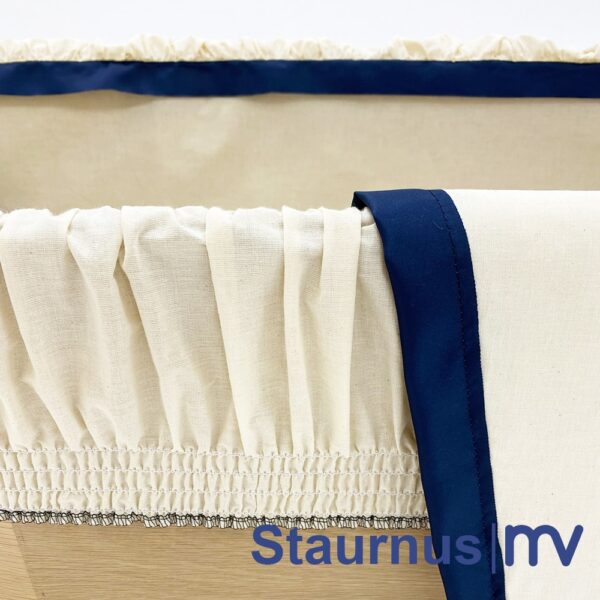 Morivita -Capiton funéraire luxueux en coton naturel avec détails contrastants - Blue Marine en Naturel